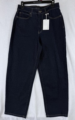 Free Assembly Jeans Womens 4 Barrel Leg Dark Blue Rinse High Rise NWT New