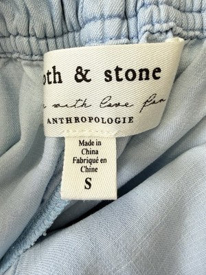 Anthropologie Cloth And Stone Crop Pants Smal Blue Chambray Wide Leg Womens