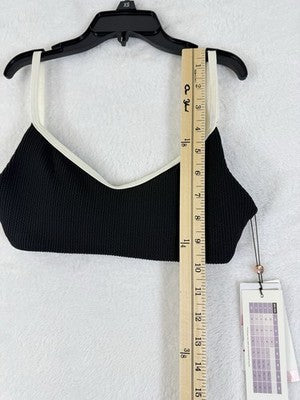 Calia Swim Top XS Strappy Black White Bikini Ribbed Textured New NWT