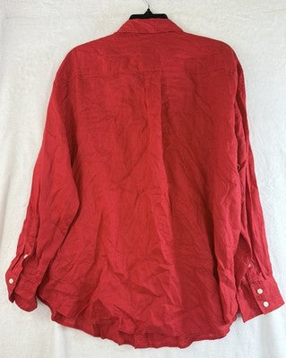 Gap 100% Linen Shirt Large Women Red Long Sleeve Button Up Top Oversized New NWT