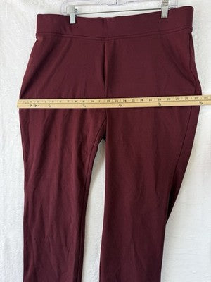 Lands End Starfish Slim Leg Pants 1X Burgundy Knit Pull On Plus Size Womens