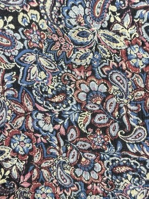 J Jill XL Top V Neck Long Sleeve Ruffle Lightweight Blue Floral Print Rayon