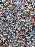 J Jill XL Top V Neck Long Sleeve Ruffle Lightweight Blue Floral Print Rayon