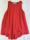 The Limited Top Medium Womens Sleeveless Red Blouse Pleated Lightweight