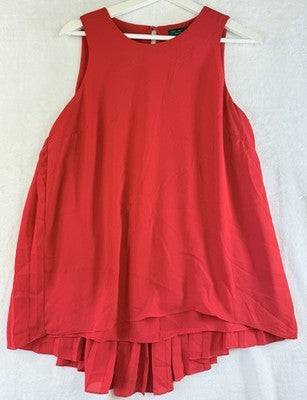 The Limited Top Medium Womens Sleeveless Red Blouse Pleated Lightweight