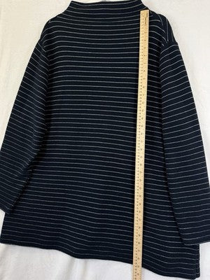 J Jill 3X Top Plus Size Navy Blue Striped Long Sleeve Knit