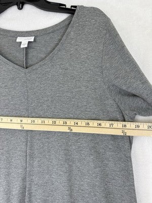 J Jill Dress Medium Pure Jill Gray Long Sleeve Pockets A Line Pima Modal Womens