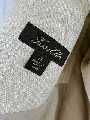 Tasso Elba 100% Linen Jacket Tan XL Mens Beige Blazer
