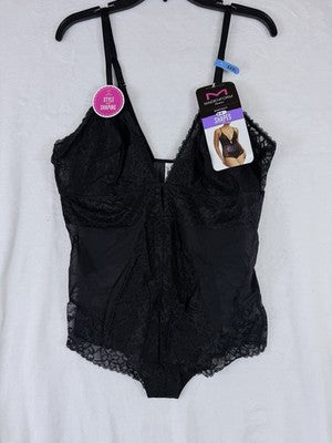 Maidenform Shapewear Bodysuit XXXL Firm Black Lace Womens