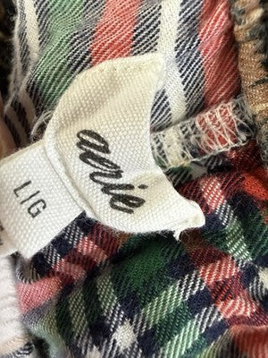 Aerie Flannel Skater Pajama Pants Large Womens Red Plaid Wide Leg American Eagle