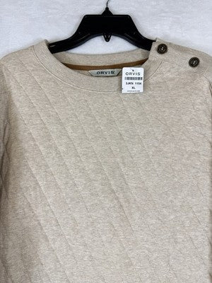 Orvis Sweatshirt Women XL Quilted Beige Pullover Top Long Sleeve New NWT