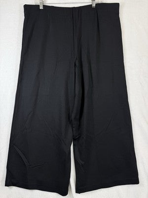 J Jill Wide Leg Ponte Crop Pants XL Black Knit Pull On Womens