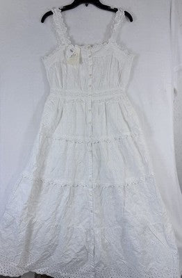 Gap × DÔEN Eyelet Midi Dress Small Womens Off White Sleeveless Boho Doen New NWT