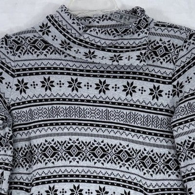 T By Talbots Tops Small Petite Long Sleeve Nordic Fair Isle Turtleneck Womens SP