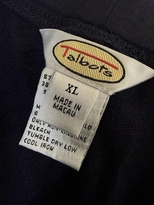 Vintage Talbots Knit Pants XL Navy Blue Pull On Straight Leg