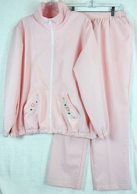 Blair Women’s Clothing Jacket Pants Large Petite Pink Seersucker Outfit Lot Set