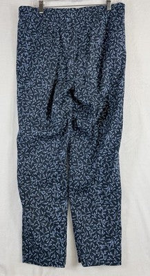 J Jill Pants 12 Blue Floral Print Cotton Stretch Pull On
