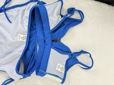 Venus Bikini Set 6 Top 4 Bottom Blue Zip Tie Side Womens Swim Swimwear New
