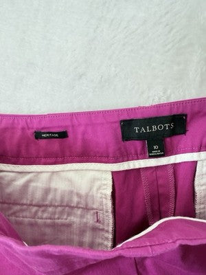 Talbots Pants 10 Barbie Pink Side Zip Heritage Womens Cotton Stretch