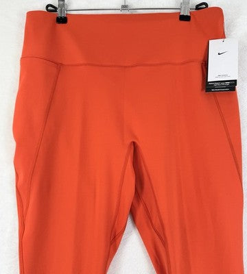 Nike Universa Leggings XXL Womens High-Waisted 7/8 No Front Seam Orange New NWT