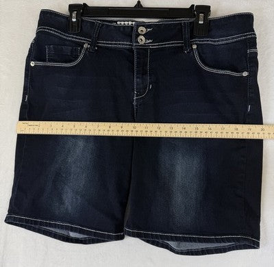 Hydraulic Jean Shorts 17 18 Womens Denim Embellished Dark Blue Lola Curvy