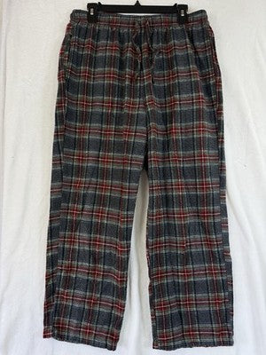 LL Bean Scotch Plaid Flannel Pajama Pants Medium 28” Mens Stewart Gray Red Plaid