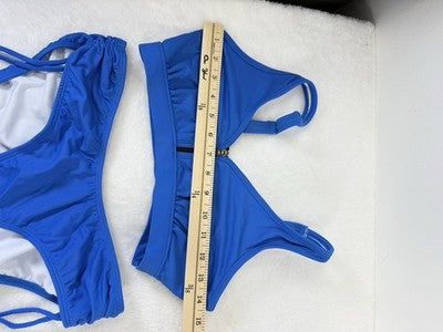 Venus Bikini Set 6 Top 4 Bottom Blue Zip Tie Side Womens Swim Swimwear New