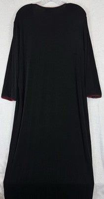 Citiknits 1X Dress Maxi Long Sleeve Black Red Trim Plus Size Womens