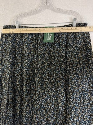 LL Bean Womens 2X Peasant Skirt Black Floral Print Midi Lined Flowy New NWT