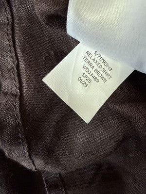 Gap 100% Linen Shirt Large Tall Womens Long Sleeve Brown Button Up Top New NWT