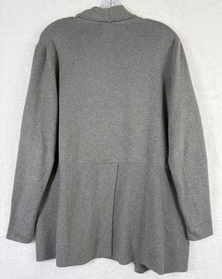Talbots Cardigan Sweater 2X Petite Womens Gray Open Front 2XP