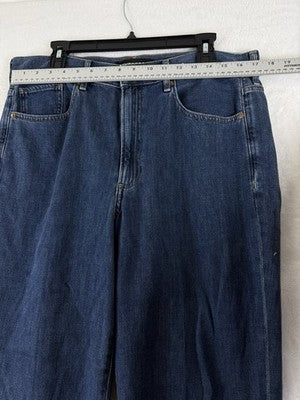 Express Wide Leg Jeans 14 Cropped High Rise Blue Womens