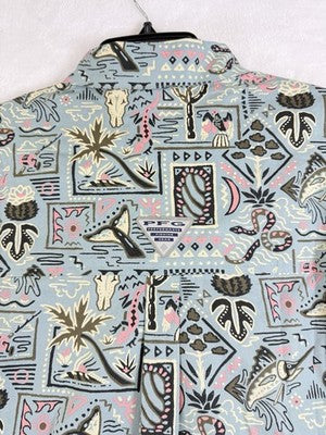 Columbia PFG Shirt Small Mens Short Sleeve Fishing Wild Cast Blue Button Up New