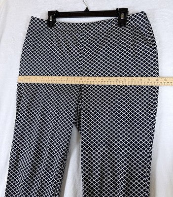 Talbots Capri Pants Size 12 Peite 12P Navy Blue Print Cotton Stretch Womens