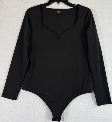 Express Body Contour Bodysuit Large Black High Compression Long Sleeve Womens