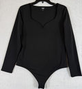 Express Body Contour Bodysuit Large Black High Compression Long Sleeve Womens