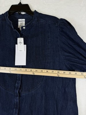 Gap x HFR Top Medium Puff Sleeve Denim Shirt N’gai Harlem’s Fashion Row Blue New