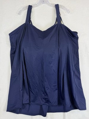 Swimsuits For All Tankini Top 34 Womens Navy Blue Plus Size Swim New NWT