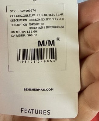 Ben Sherman Pickleball Shirt Medium Mens Red Blue New NWT