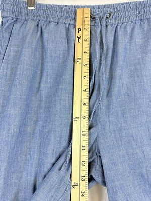 J Crew Chambray Pants 10 Womens Pull On 100% Cotton Blue Pull On Lightweight