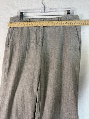 LL Bean Classic Fit Trousers 12 Petite Womens Pants 12P Lined Beige Herringbone
