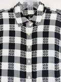 Talbots Flannel Shirt Small Black White Check Button Up Long Sleeve Top Womens
