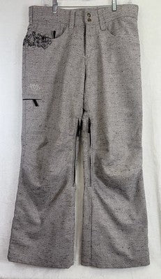 Roxy Snowboard Pants Womens Medium Gray Tweed Textured Ski Winter Snow Pants
