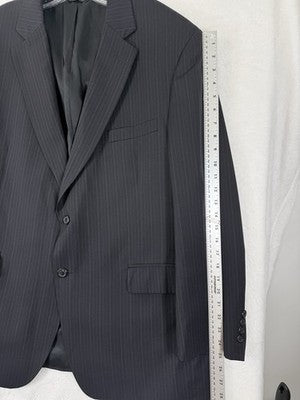 Jos A Bank Blazer 46r 100% Wool Mens Navy Blue Pinstriped Suit Jacket Sport Coat