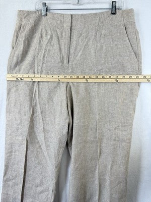 Talbots Southampton Pants 16 100% Linen Beige Straight Leg Womens