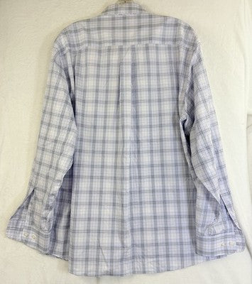 Jos A Bank Traveler Shirt Large Traditional Fit Blue Plaid Button Down Up