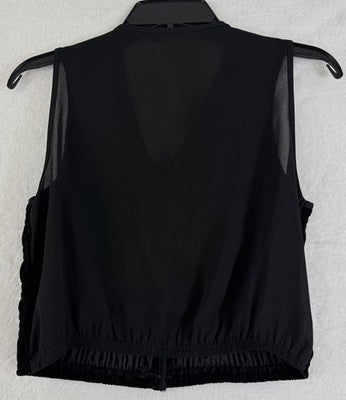 Vintage 90s Womens Small Black Velvet Vest Ruched The Limited Whimsy Goth