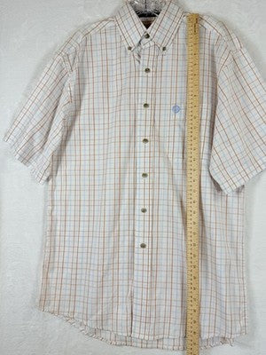 Wrangler George Strait Shirt Small Plaid Short Sleeve Button Up Mens 100% Cotton