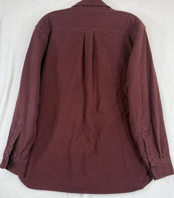 LL Bean Chamois Cloth Shirt Mens Medium Burgundy Red Button Up Long Sleeve