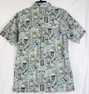 Columbia PFG Shirt Small Mens Short Sleeve Fishing Wild Cast Blue Button Up New